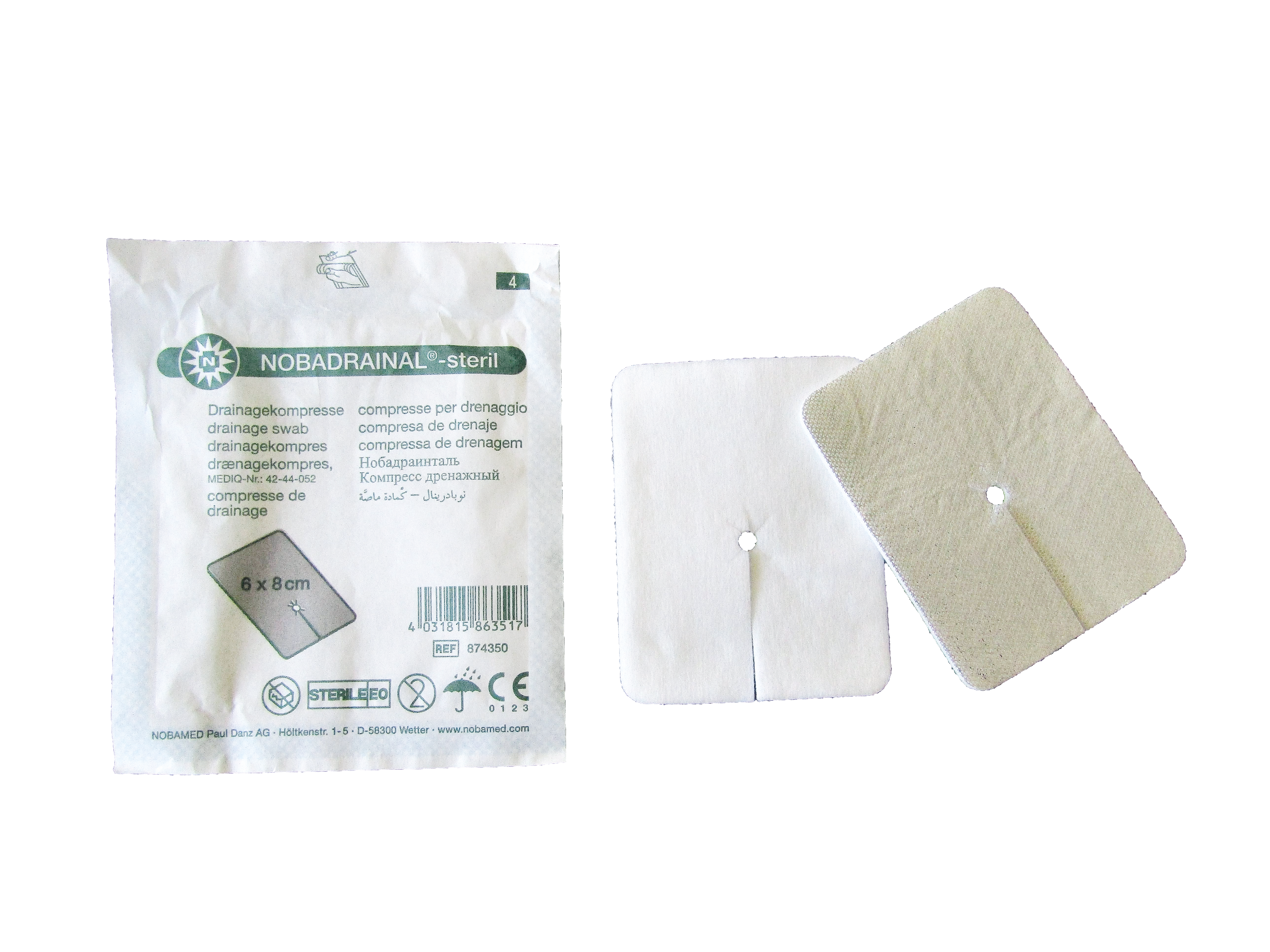 NOBADRAINAL®-steril Drainage-Kompresse, Schlitz - Vlieskompresse
