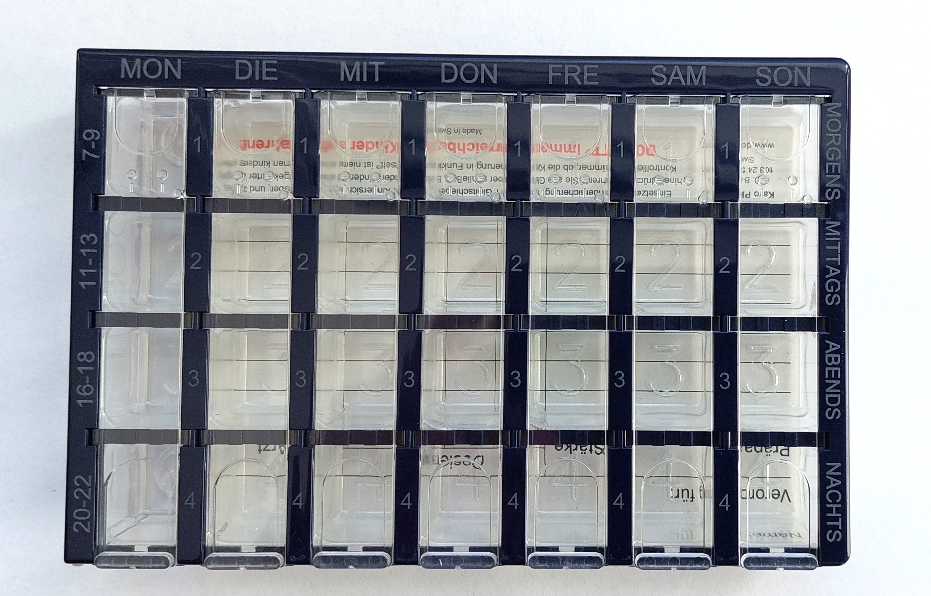 3010B:Wochen-Arzneikassette - Dosett, Tablettenteiler 3010B:Wochen-Arzneikassette - Dosett, Tablettenteiler