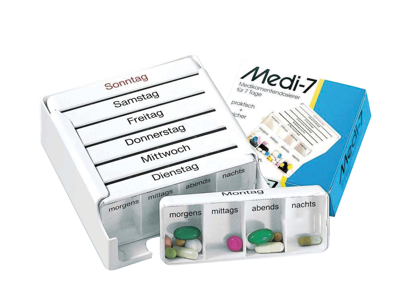 3082:Medi 7 Wochendispenser, Dispenser, Medikamententeiler, Medikamentenaufbereiter 3082:Medi 7 Wochendispenser, Dispenser, Medikamententeiler, Medikamentenaufbereiter