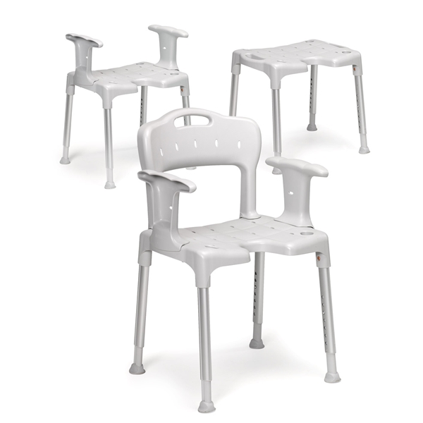 Swift Duschstuhl mit Arm- und Rückenlehne, Duschsitz, Badesitz, Hygienestuhl, Duschsessel