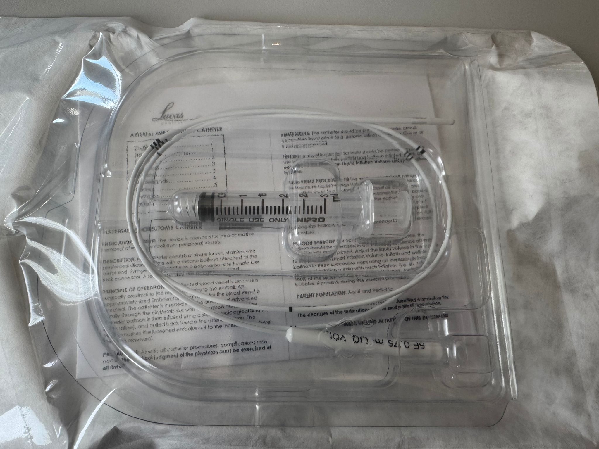 2FEMB60:Katheter für arterielle Embolektomie, Ballonkatheter zur Embolektomie, Fogarty-Katheter