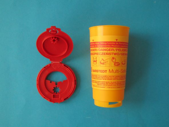 Kanülenabwurfbehälter, Sicherheitsbehälter, Sicherheitsbox für Kanülen, Entsorgungsbehälter