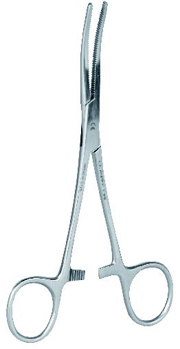 Aterienklemme nach Pean gebogen, Arterienclip, Gefäßklemme
