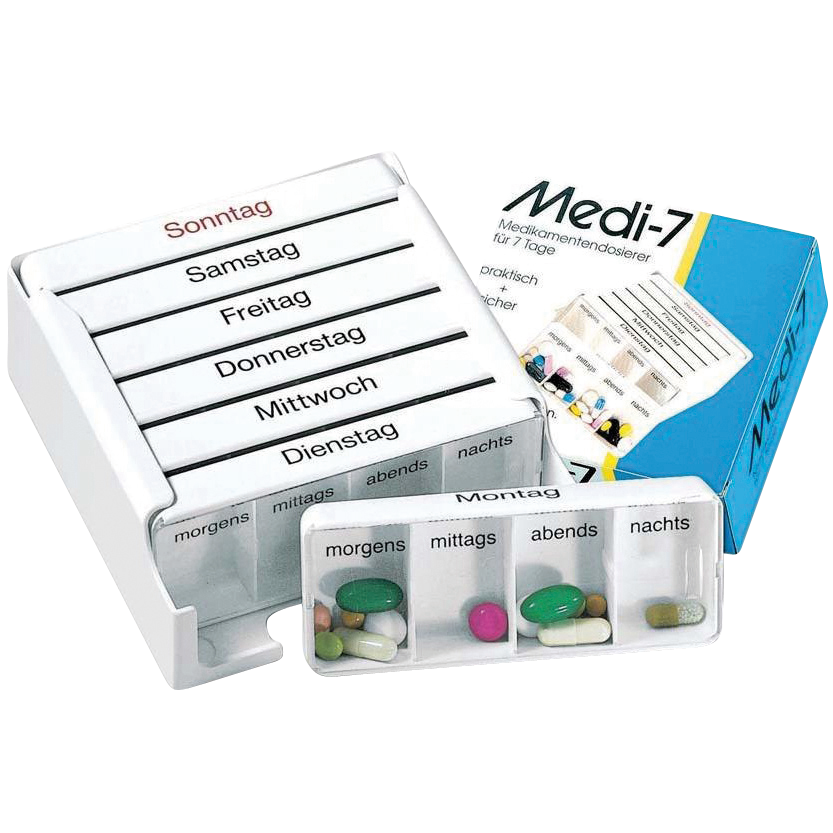 3082:Medi 7 Wochendispenser, Medikamentenaufbereiter, Ersatzdispenser, Ersatzdeckel