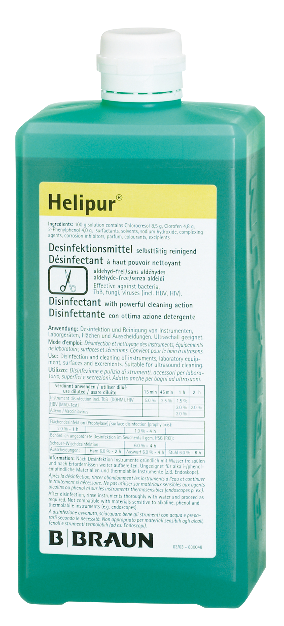 HELIPUR KONZENTRAT ®, Instrumentendesinfektion, Reinigungsdesinfektion