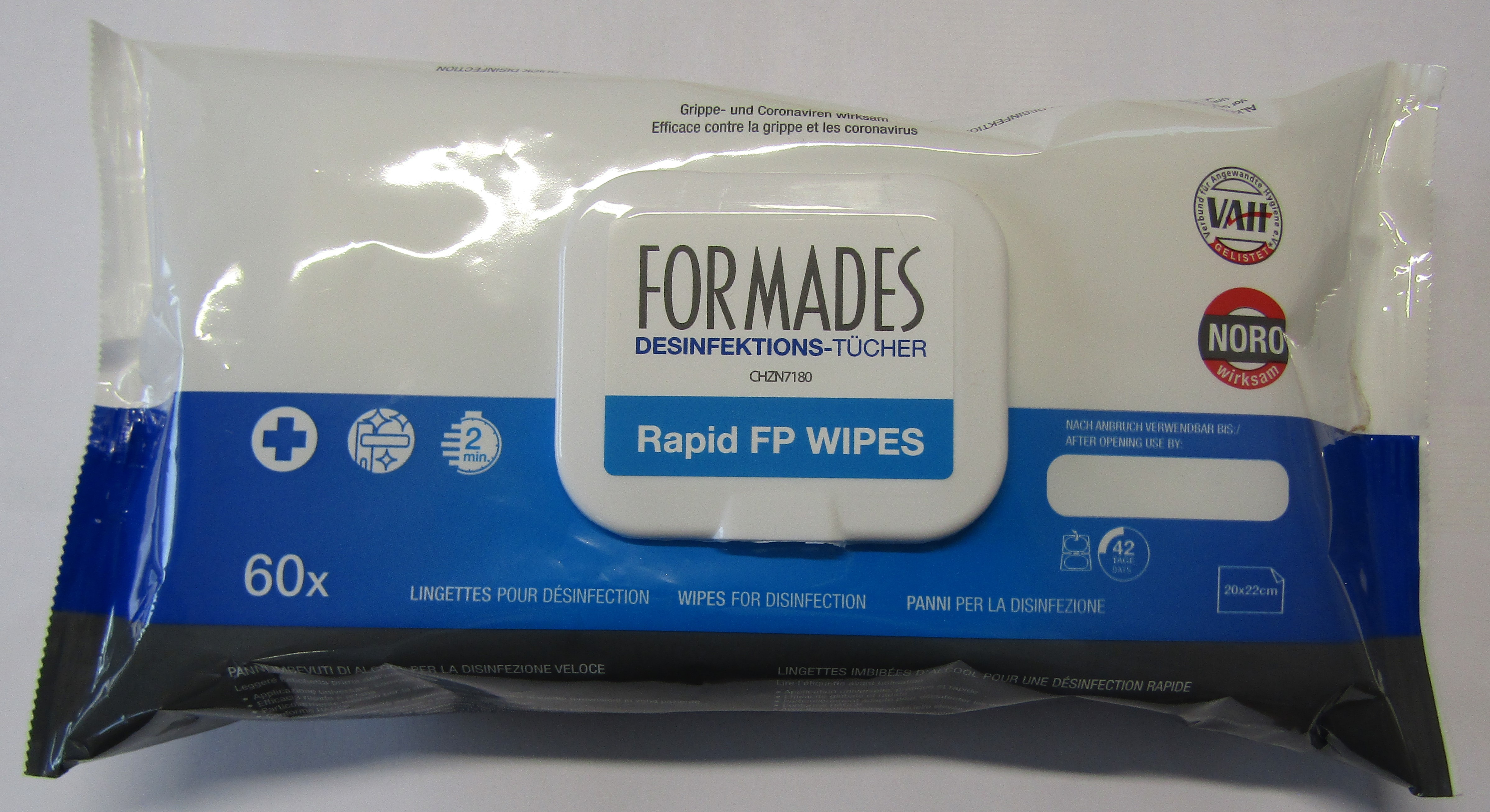 75703:Formades Rapid FP Wipes, Wischdesinfektion, Tücher, Flächendesinfektion, Desinfektionstücher