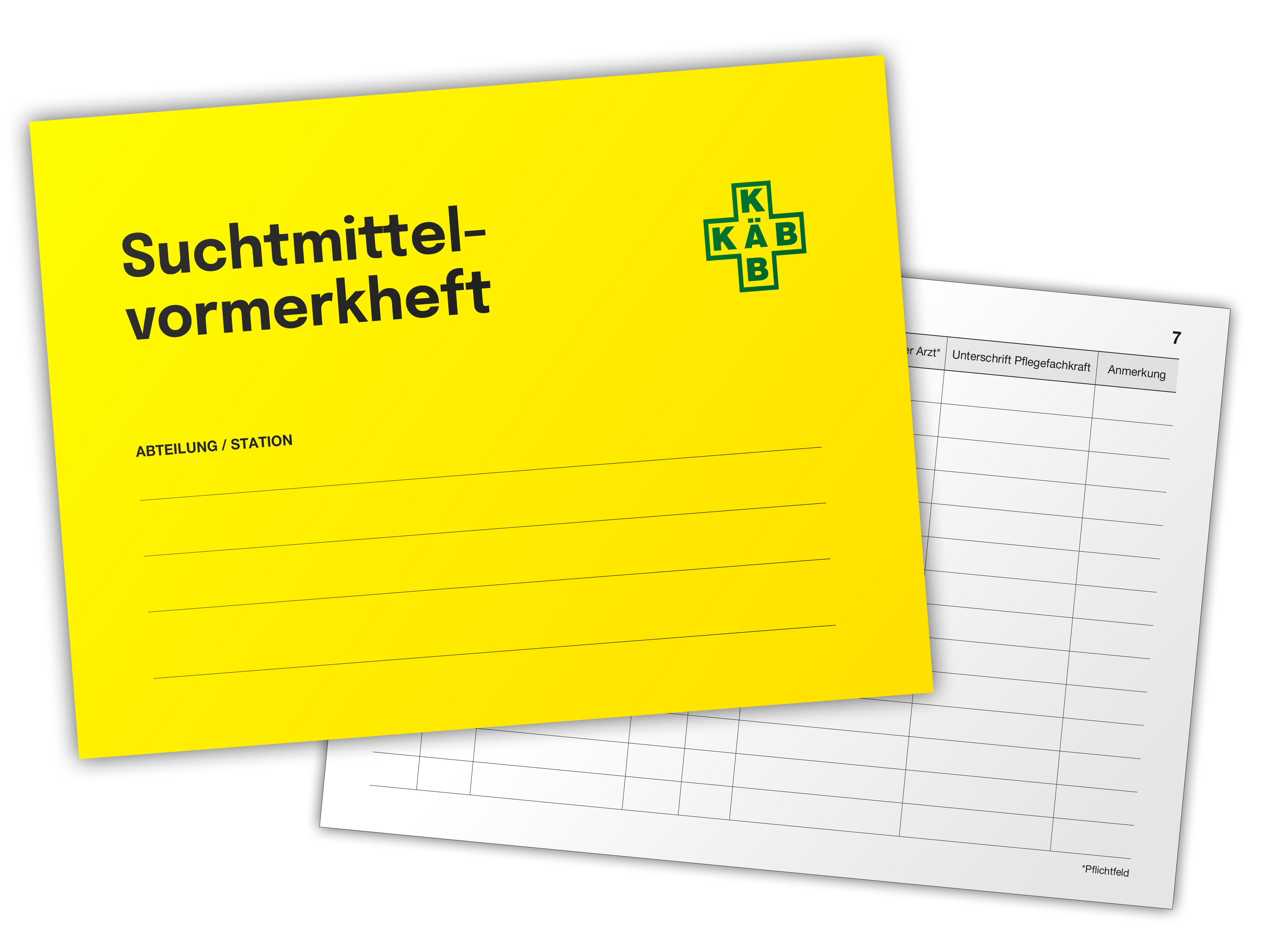 Suchtmittelvormerkheft, Abgabeprotokoll für Suchtmittel, Notizheft für Suchtmittel