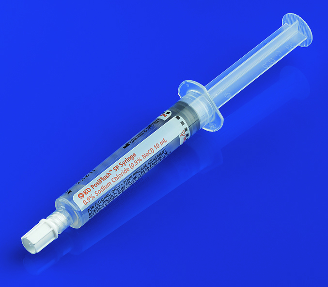 BD POSIFLUSHTM Spülsystem, Spritze, gefüllt, Saline, Einmalspritze