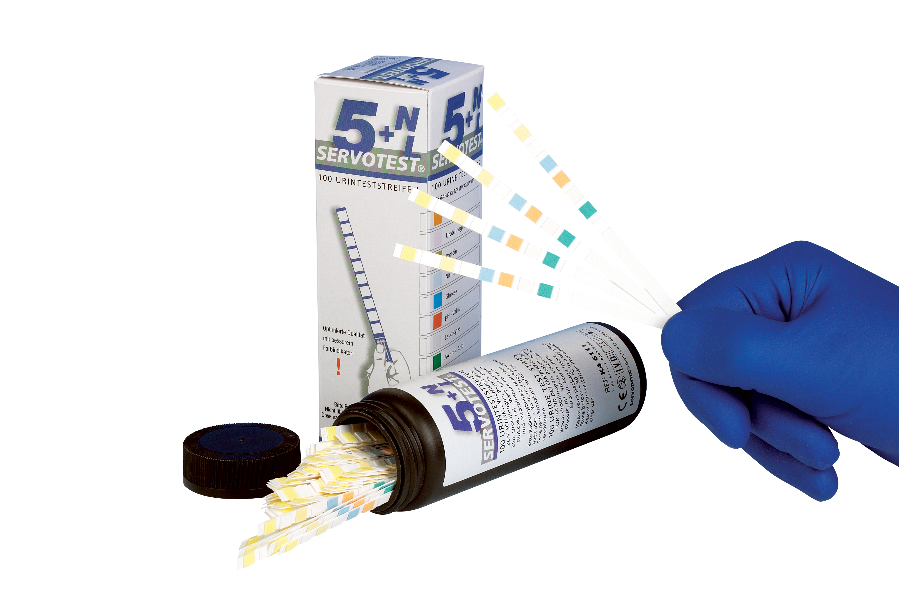 SERVOTEST 5 + N/L Urinteststreifen, Urin-Diagnosestreifen
