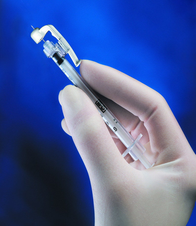 305932:BD SafetyGlide™ Insulinspritze für U100-Insuline, Spritze, Sicherheitsspritze, Schutzspritze