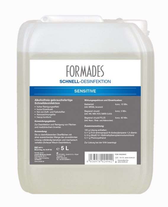 65711:Formades Sensitive Schnelldesinfektion, Fächendesinfektion, Reinigungsdesinfektion 65711:Formades Sensitive Schnelldesinfektion, Fächendesinfektion, Reinigungsdesinfektion