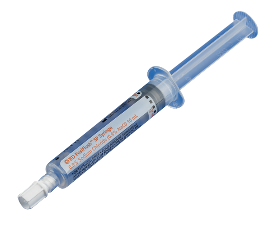 306575:BD POSIFLUSHTM Spülsystem, Spritze, gefüllt, Saline, Einmalspritze